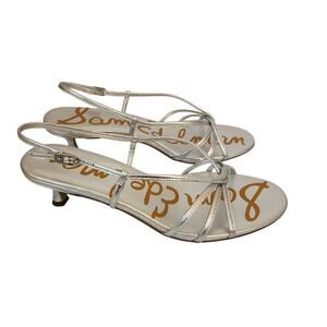 New Sam Edelman Cressa Strappy Kitten Heel Sandal Silver 9.5M